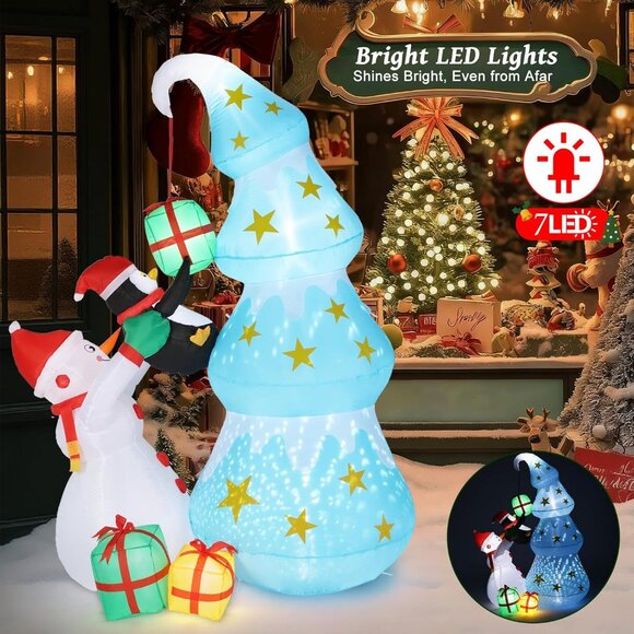 🆕8FT Christmas Inflatable Winter Tree Built-in LED Light Outdoor Decoration - Picture 5 of 9